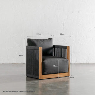 VALLECITO INDOOR/OUTDOOR ARMCHAIR | BLACK NOIR | MEASUREMENTS