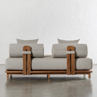 VALLE GRANDE OUTDOOR 2 SEATER SOFA + ARMCHAIR BUNDLE  |  TRAVERTINE FOG + TEAK