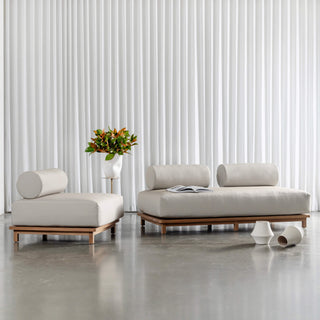 VALLE GRANDE OUTDOOR 2 SEATER SOFA + ARMCHAIR BUNDLE  |  TRAVERTINE FOG + TEAK