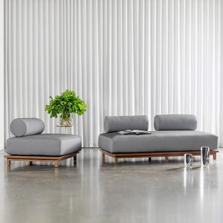 VALLE GRANDE OUTDOOR ARMCHAIR + 2 SEATER SOFA |  URBANE GREY + TEAK COLLECTION