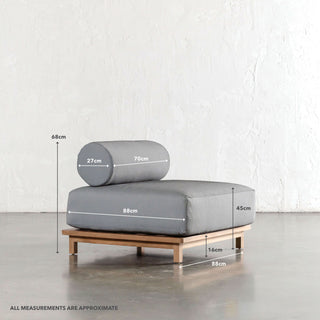 VALLE GRANDE OUTDOOR ARMCHAIR  |  URBANE GREY + TEAK  |  MEASUREMENTS