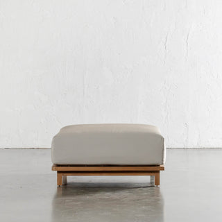 VALLE GRANDE OUTDOOR OTTOMAN  |  TRAVERTINE FOG + TEAK