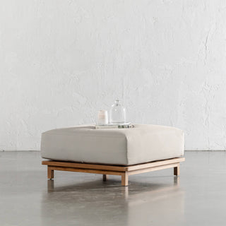 VALLE GRANDE OUTDOOR OTTOMAN  |  TRAVERTINE FOG + TEAK