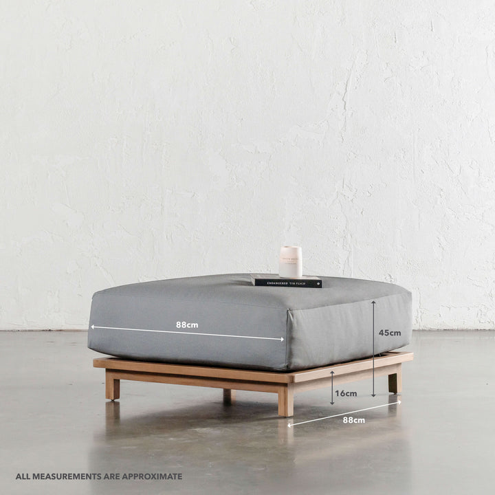 VALLE GRANDE OUTDOOR OTTOMAN  | URBANE GREY + TEAK  |  MEASUREMENTS