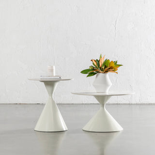 VENARIA OCCASIONAL TABLES  |  SET OF 2  |  GHOST WHITE + ONYX CALCUTTA