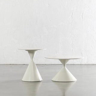 VENARIA OCCASIONAL TABLES  |  SET OF 2  |  GHOST WHITE + ONYX CALCUTTA
