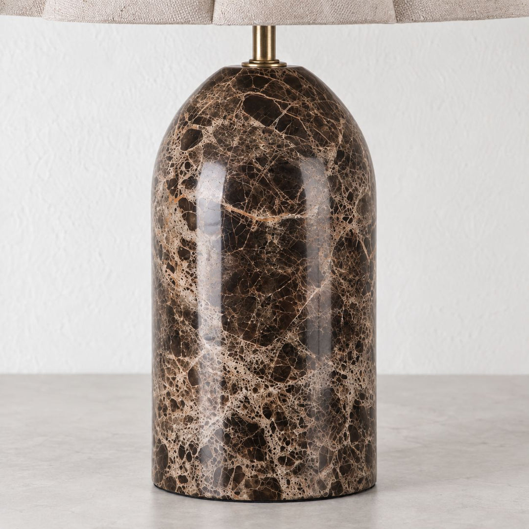 VERDURO TABLE LAMP  |  42CM  |  MOCHA MARBLE + LINEN SHADE