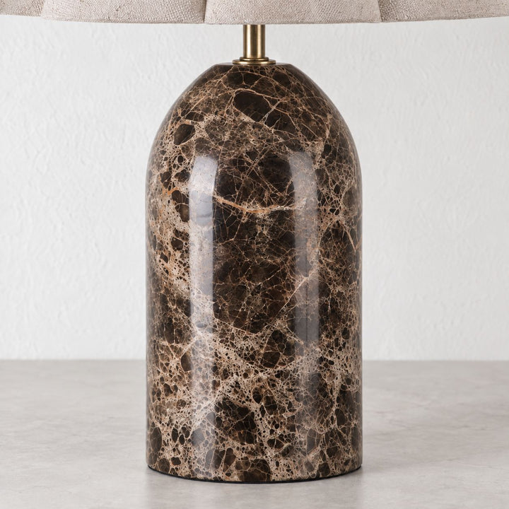 VERDURO TABLE LAMP  |  42CM  |  MOCHA MARBLE + LINEN SHADE