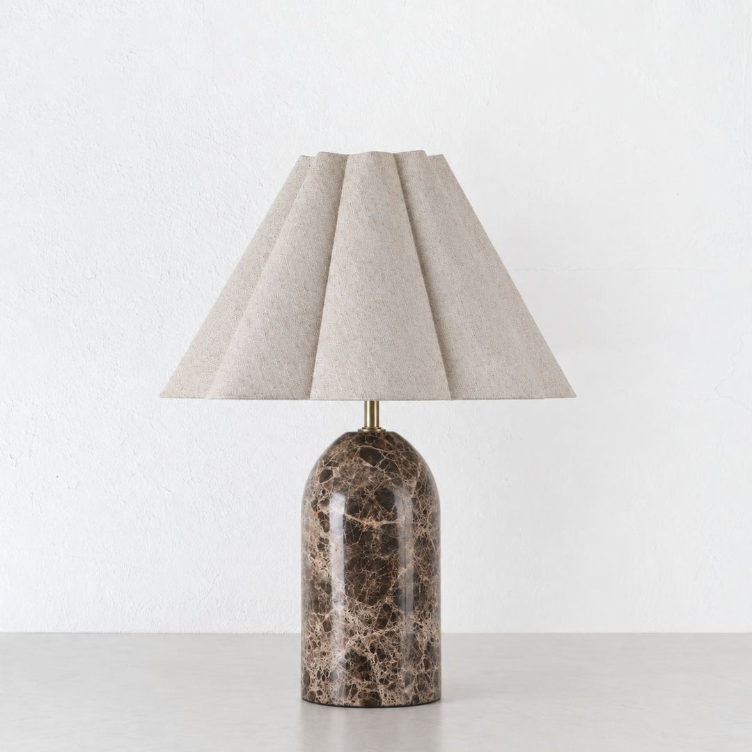 VERDURO TABLE LAMP  |  42CM  |  MOCHA MARBLE + LINEN SHADE