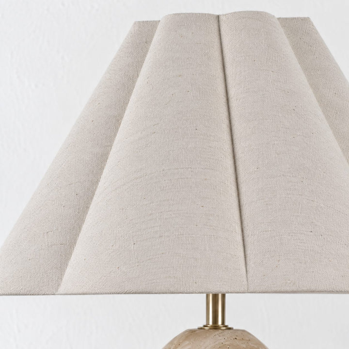 VERDURO TABLE LAMP  |  42CM  |  TRAVERTINE + LINEN SHADE