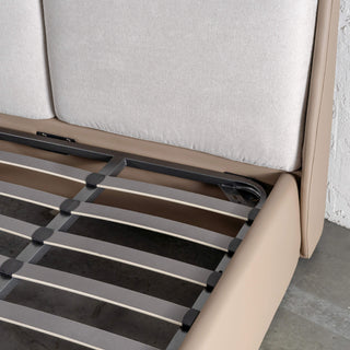 VESIMA BEDHEAD + FRAME  |  BEIGE ROYAL + TOBACCO TAN