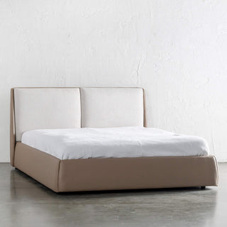 VESIMA BEDHEAD + FRAME  |  BEIGE ROYAL + TOBACCO TAN