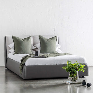VESIMA BED FRAME  |  MISTY GREY + DEEP OLIVE MOSS