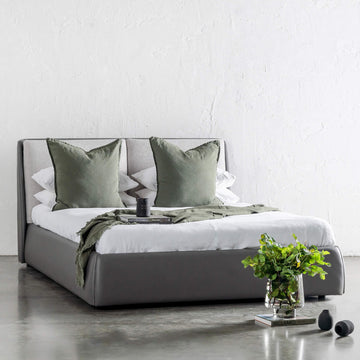VESIMA BED FRAME  |  MISTY GREY + DEEP OLIVE MOSS