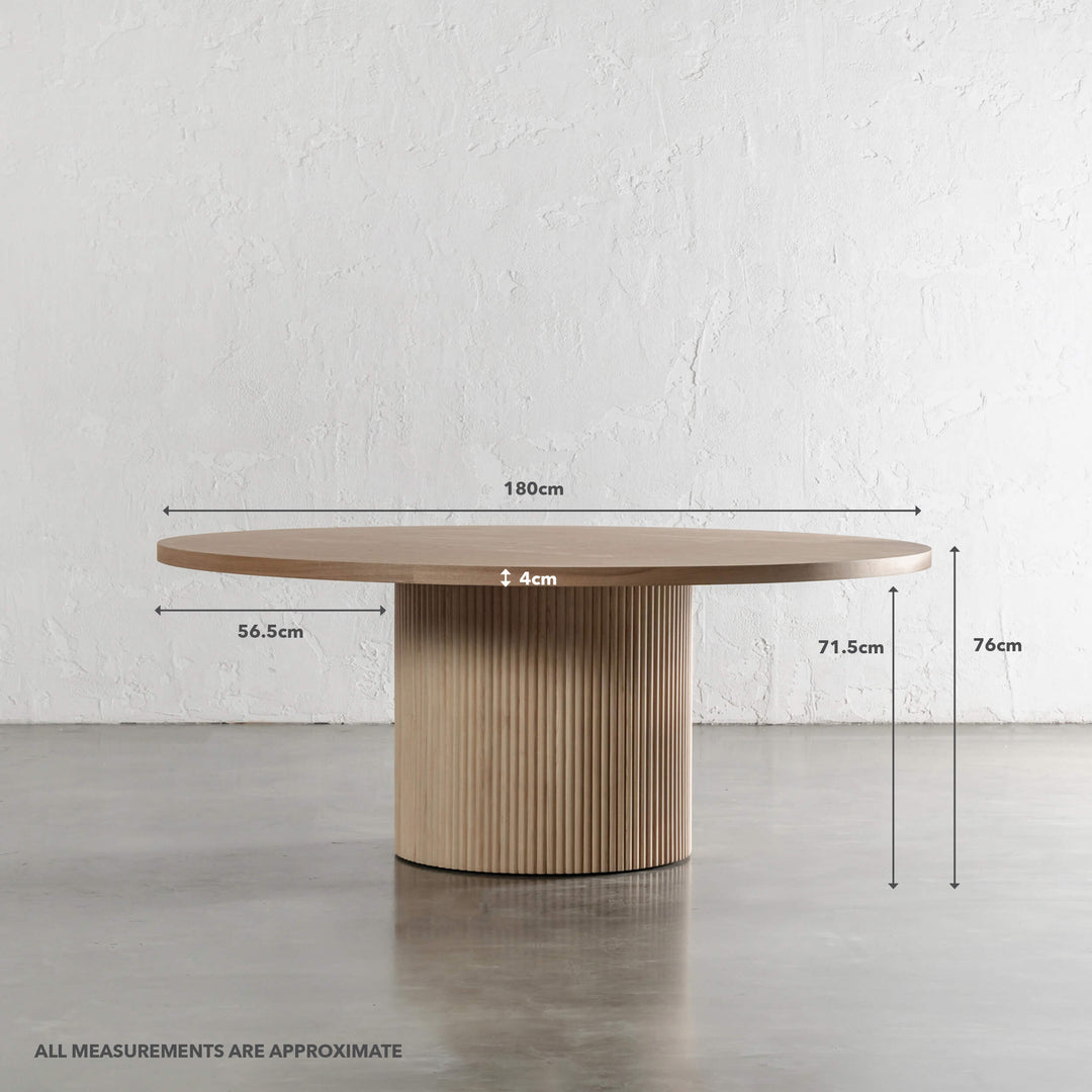 VITOLO ROUND DINING TABLE | BLACK NOIR WOOD GRAIN | 180CM | MEASUREMENTS