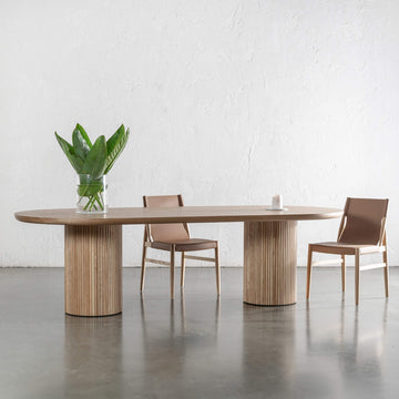 VITOLO OVAL PILLAR DINING TABLE  |  BIRCH ASH WOOD GRAIN  |  270CM