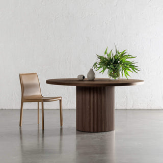 VITOLO ROUND DINING TABLE  |  DEEP WALNUT WOOD GRAIN  |  150CM