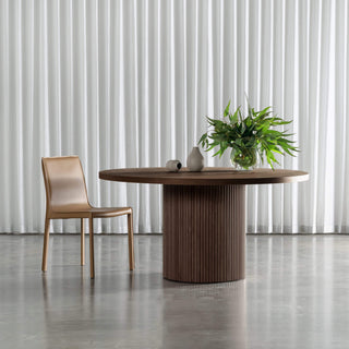 VITOLO ROUND DINING TABLE  |  DEEP WALNUT WOOD GRAIN  |  150CM