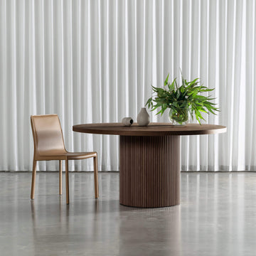 VITOLO ROUND DINING TABLE  |  DEEP WALNUT WOOD GRAIN  |  150CM