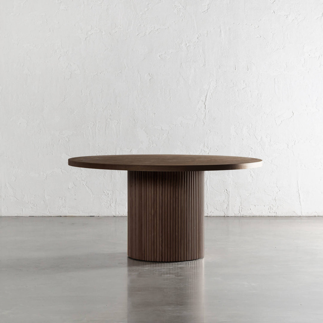 VITOLO ROUND DINING TABLE  |  DEEP WALNUT WOOD GRAIN  |  150CM
