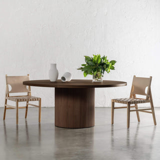 VITOLO ROUND DINING TABLE  |  DEEP WALNUT WOOD GRAIN  |  180CM
