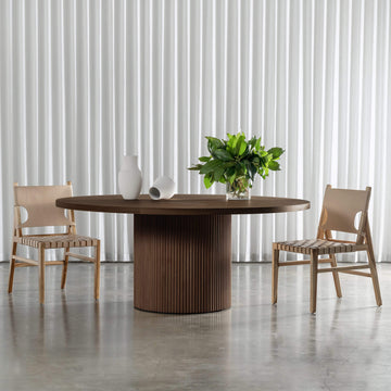 VITOLO ROUND DINING TABLE  |  DEEP WALNUT WOOD GRAIN  |  180CM