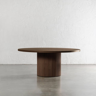 VITOLO ROUND DINING TABLE  |  DEEP WALNUT WOOD GRAIN  |  180CM