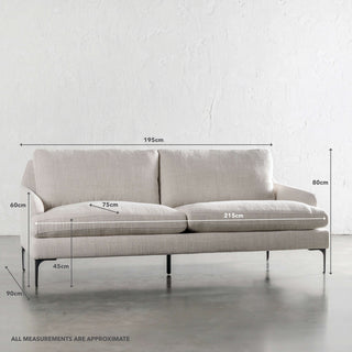 VITTORIA 3 SEATER SOFA | CHALKSTONE WEAVE | MEASUREMENTS