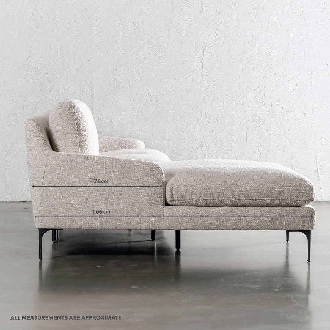 VITTORIA MODULAR SOFA LOUNGE  | CHAISE |  CHALKSTONE WEAVE | MEASUREMENTS