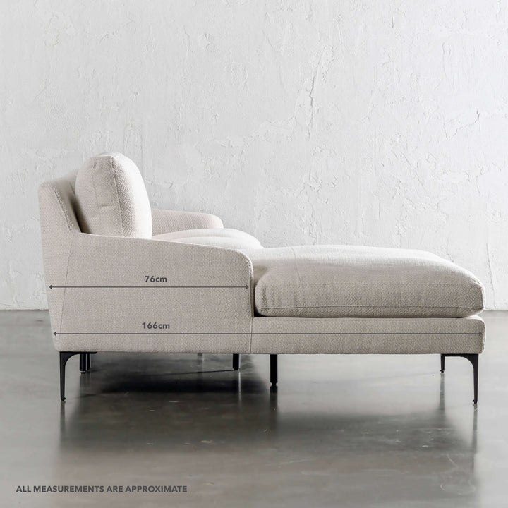 VITTORIA MODULAR SOFA LOUNGE  | CHAISE |  CHALKSTONE WEAVE | MEASUREMENTS