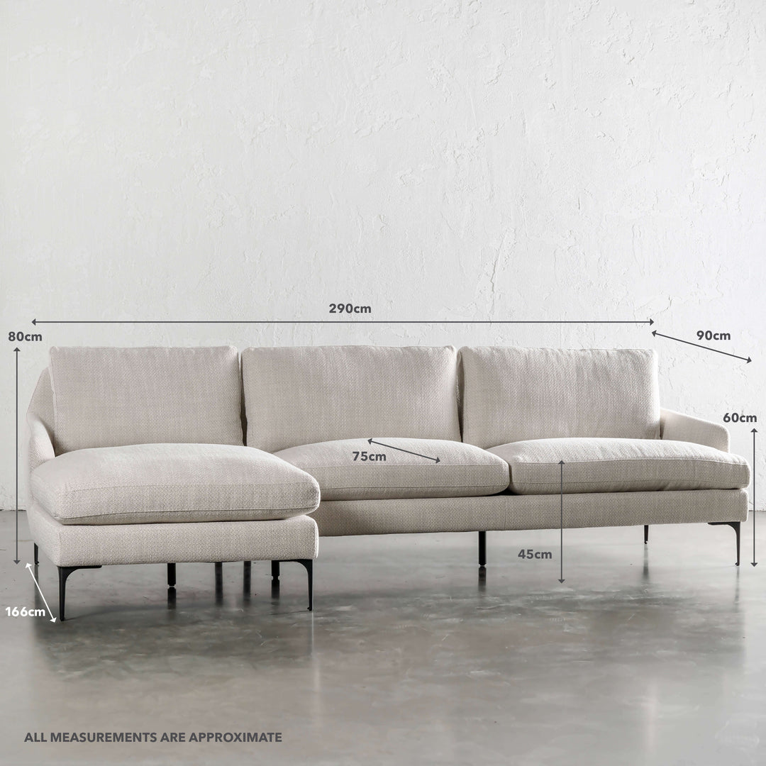 VITTORIA MODULAR SOFA LOUNGE  |  CHALKSTONE WEAVE | MEASUREMENTS