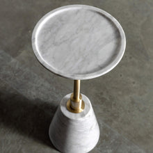 VALENTE ITALY CARRARA MARBLE SIDE TABLE CLOSE UP  |  H25CM