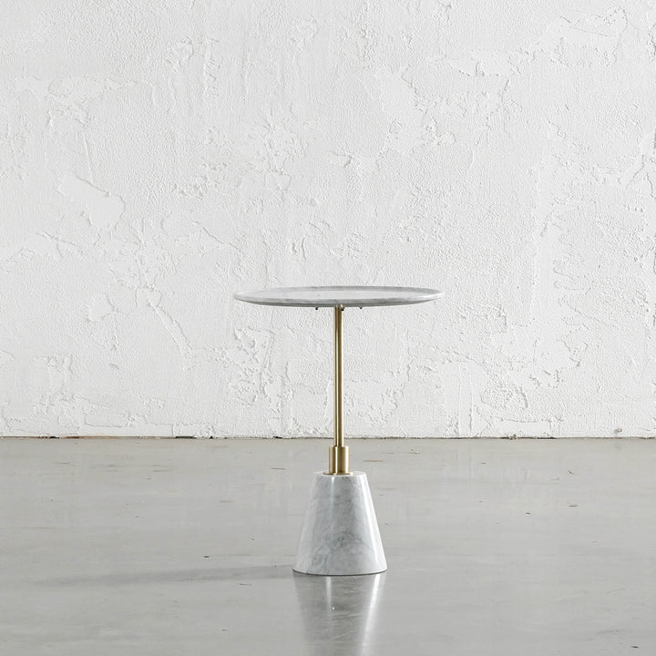 VALENTE ITALY CARRARA MARBLE SIDE TABLE | D40CM