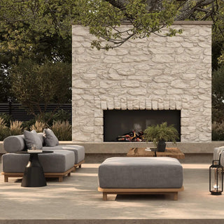 VALLE GRANDE OUTDOOR OTTOMAN  | URBANE GREY + TEAK