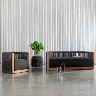 VALLECITO 2.5 SEATER INDOOR/OUTDOOR SOFA + ARMCHAIR |  BLACK NOIR