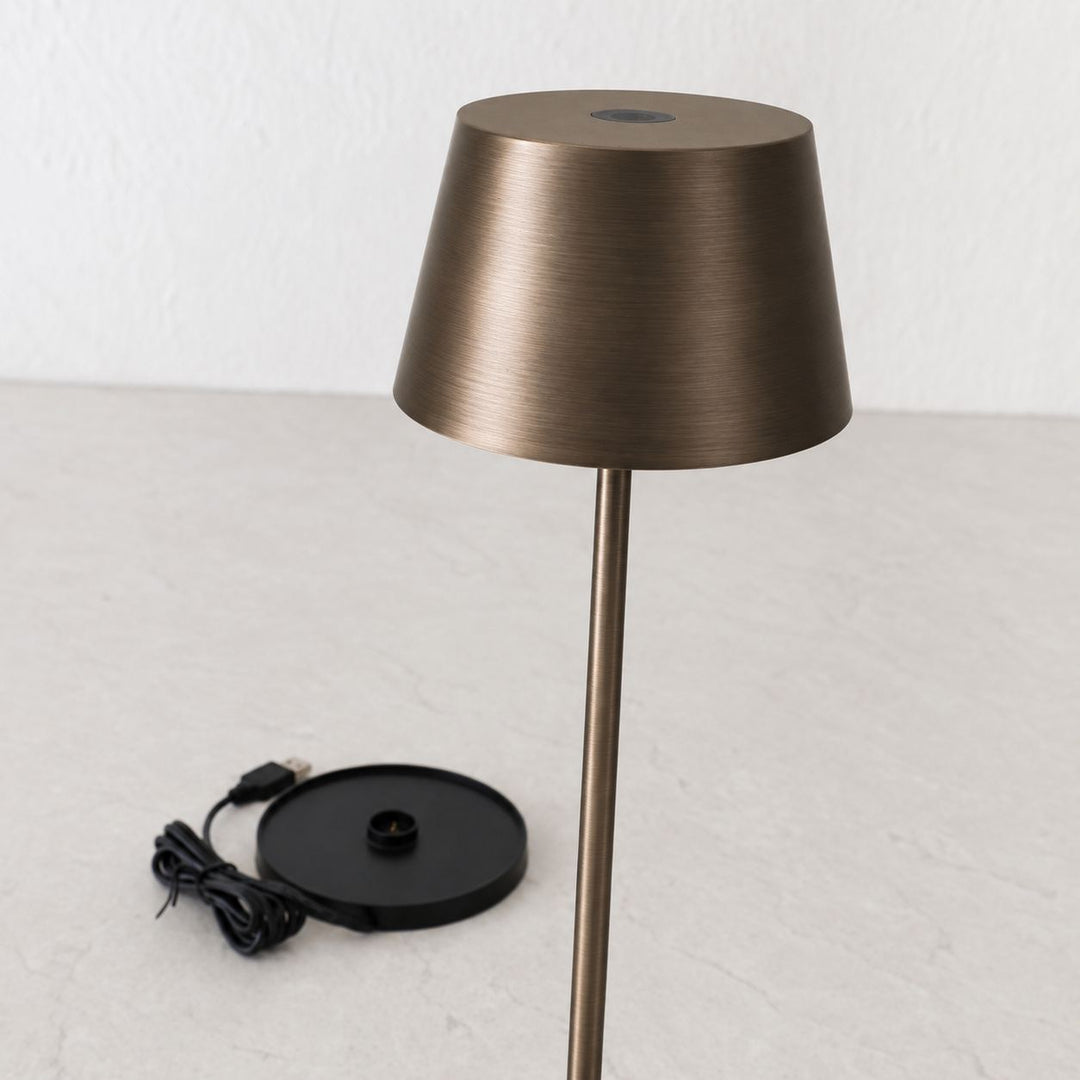 VILLEBOIS RECHARGEABLE INDOOR/OUTDOOR LED LANTERN  |  DARK BRASS