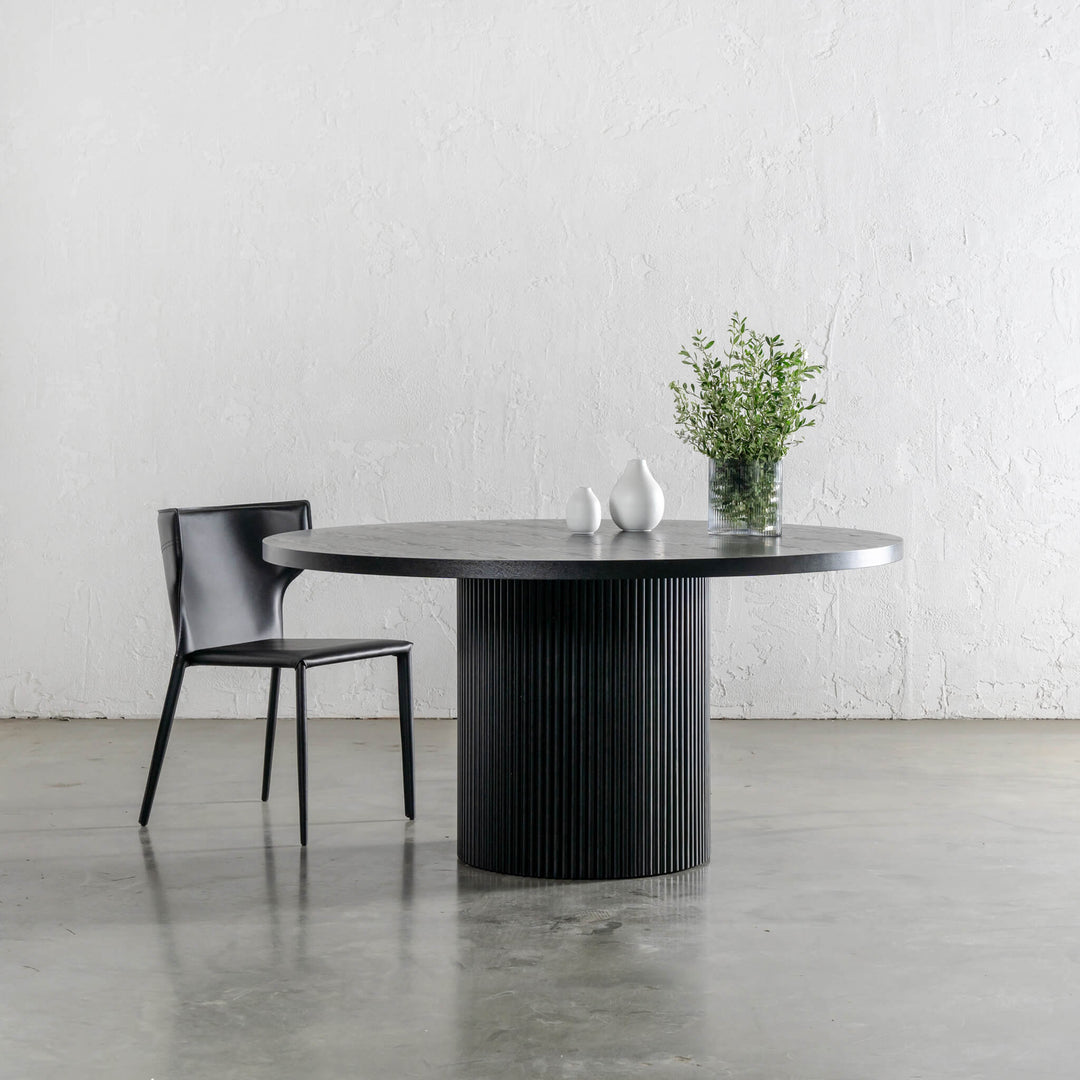 VITOLO ROUND DINING TABLE  |  BLACK NOIR WOOD GRAIN  |  150CM