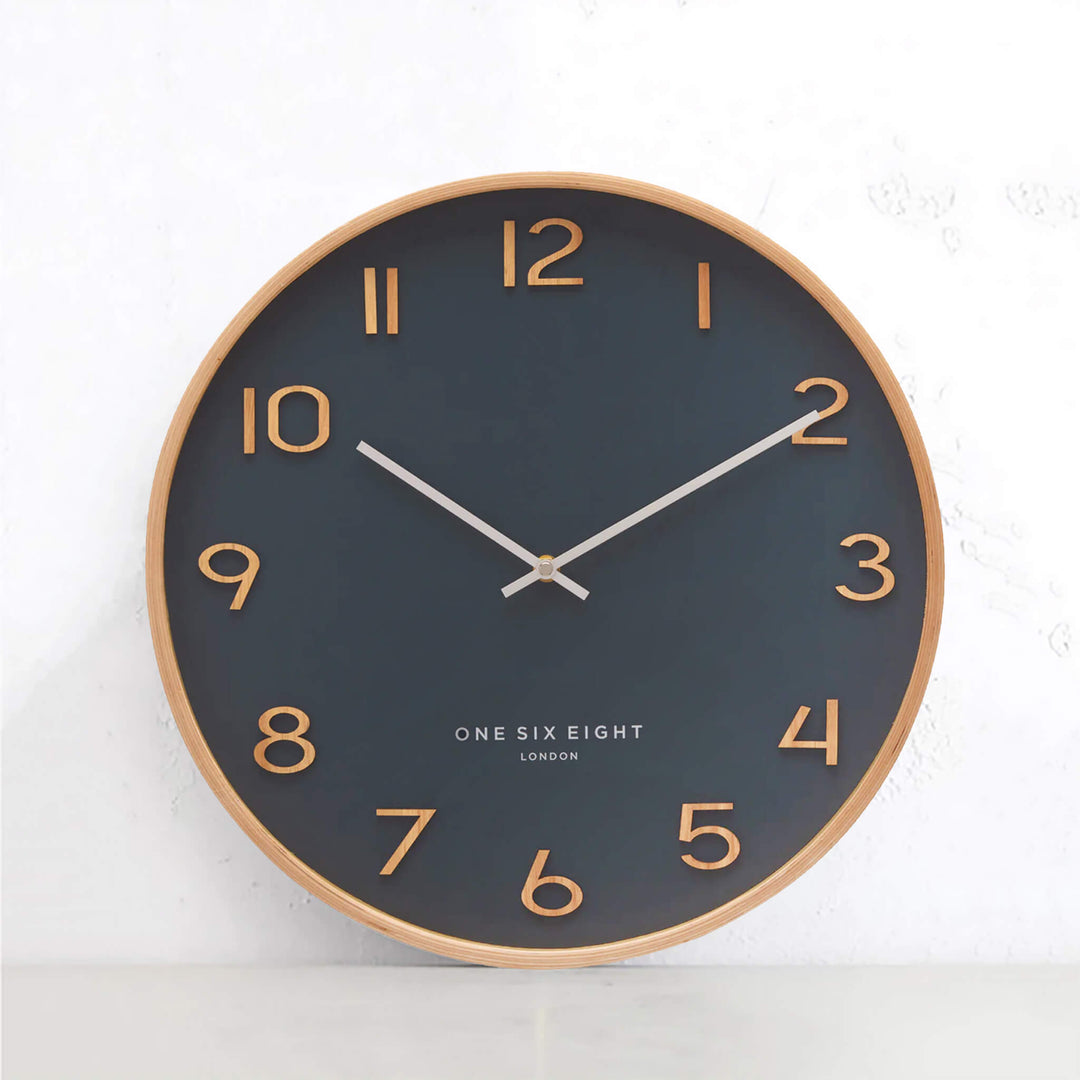 ONE SIX EIGHT LONDON  |  WALLACE SILENT WALL CLOCK  |  PETROL BLUE  |  41CM