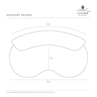 Aerial diagram with measurements for Piloti Wendorf Daybed with dimensions 