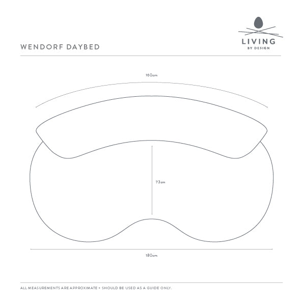 Aerial diagram with measurements for Piloti Wendorf Daybed with dimensions 