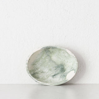 WESLEY RESIN PEBBLE BOWL  |  15CM X 20CM  |  SAGE