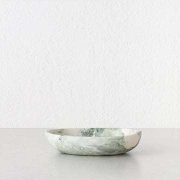 WESLEY RESIN PEBBLE BOWL  |  15CM X 20CM  |  SAGE