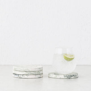 WESLEY RESIN PEBBLE COASTERS  |  SET OF 4  |  SAGE