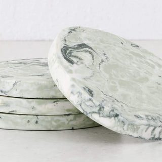 WESLEY RESIN PEBBLE COASTERS  |  SET OF 4  |  SAGE