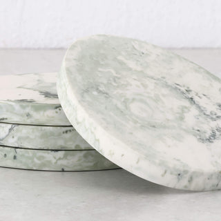 WESLEY RESIN PEBBLE COASTERS  |  SET OF 4  |  SAGE