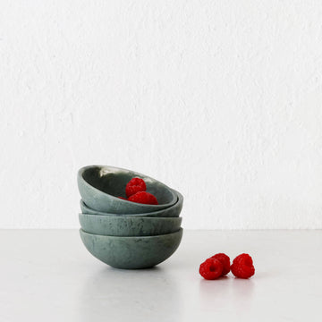 WESLEY RESIN PEBBLE PINCH BOWL BUNDLE X4  |  10CM  |  DARK MOSS