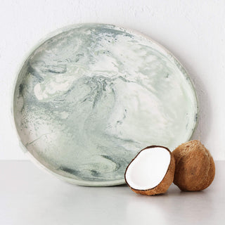WESLEY RESIN PEBBLE SERVING TRAY  |  LARGE 50CM  |  SAGE