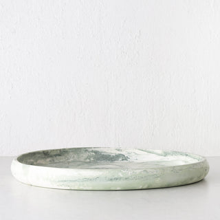 WESLEY RESIN PEBBLE SERVING TRAY  |  LARGE 50CM  |  SAGE