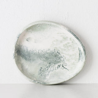 WESLEY RESIN PEBBLE SERVING TRAY  |  MEDIUM 37CM  |  SAGE