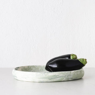 WESLEY RESIN PEBBLE SERVING TRAY  |  MEDIUM 37CM  |  SAGE